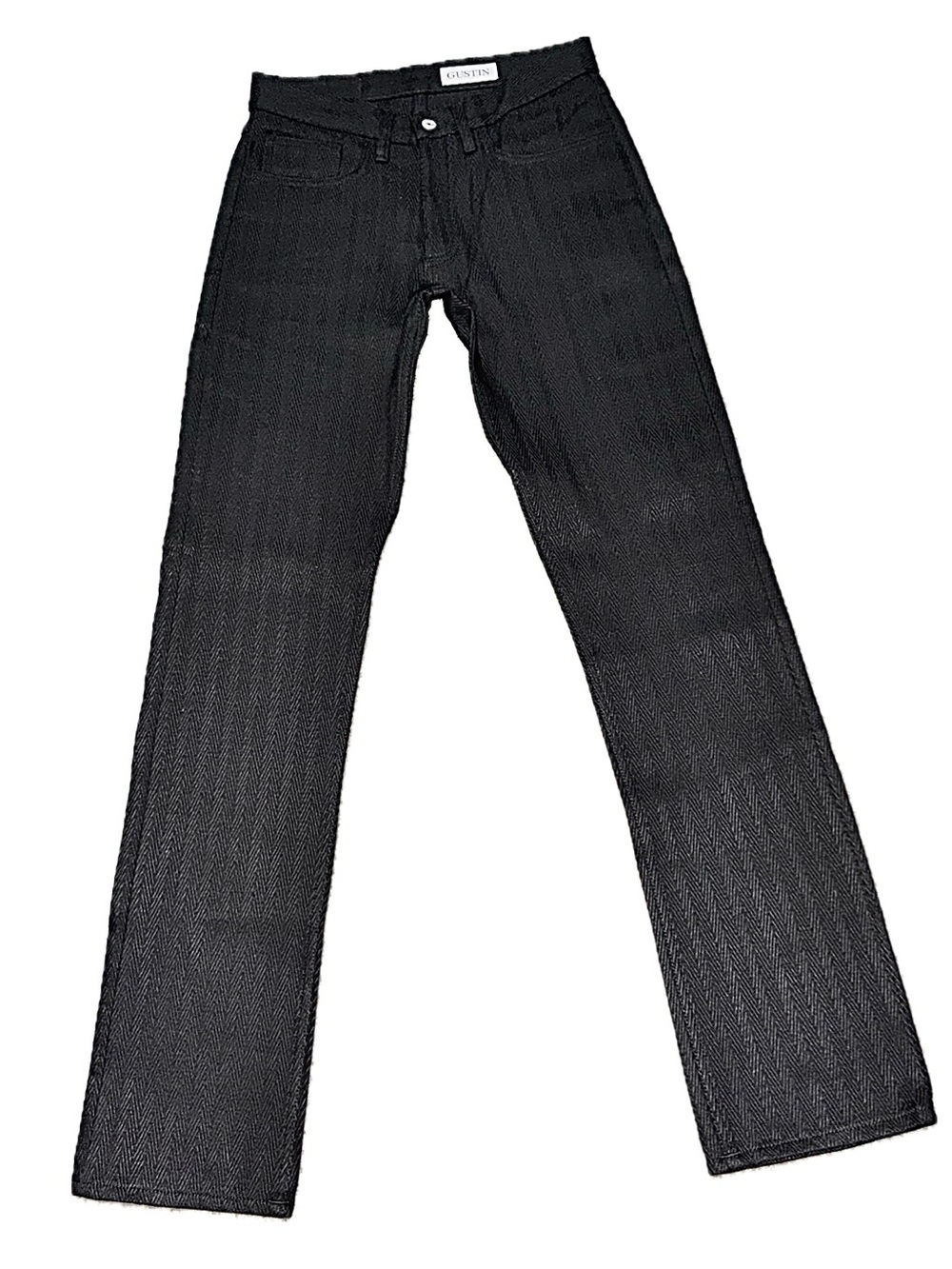 GUSTIN *NWOT*‎ Black Selvedge Heavyweight Herringbone Straight Leg Denim | 32x35